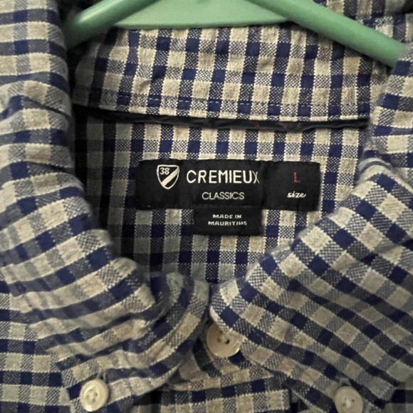 Cremieux Classics button up dress shirt. Grey and blue plaid design. - Picture 2 of 4